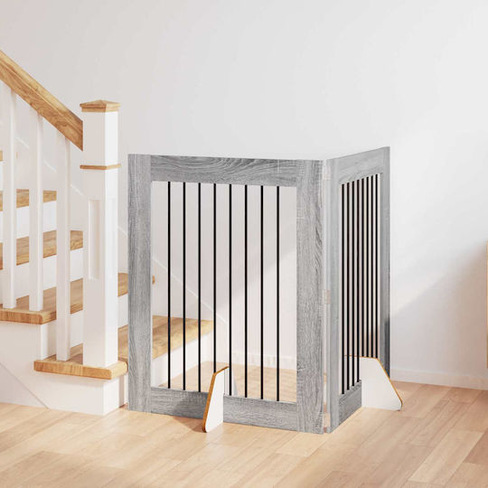 vidaXL Метална Врата За Куче В Сив Цвят 80 x 100 x 100см