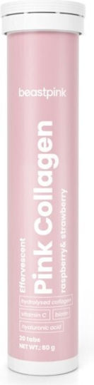 Beast Pink Pink Collagen with Vitamin C 20 Tablets Strawberry Raspberry
