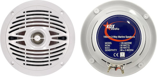 Set Difuzoare Marine KDX Audio 165 6.5" cu 30W RMS Albe