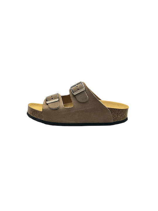 Plakton Leather Women's Flat Sandals Afelpado Lodo