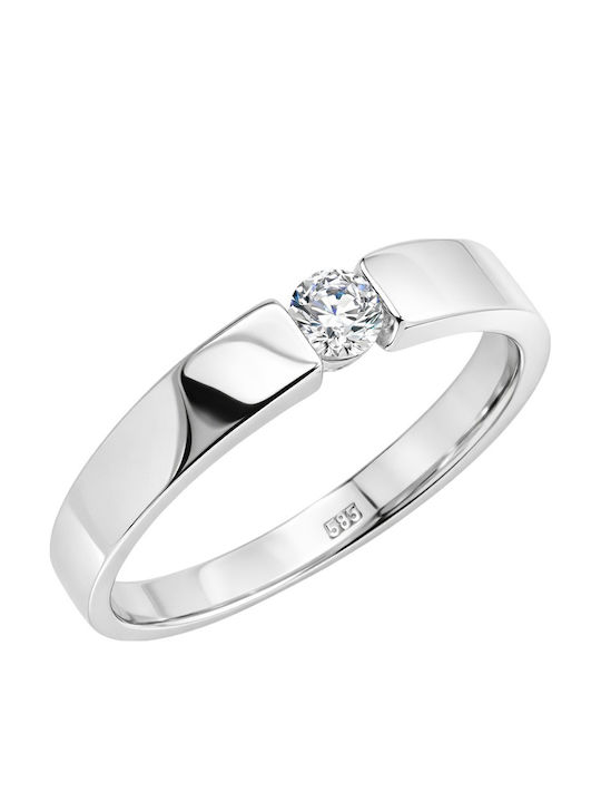 Xrisokosmima Single Stone Ring in 14K White Gold with Zircon
