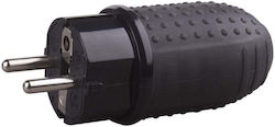 Електрически Щепсел Черен 2P+T 16A IP44 250V Гумиран