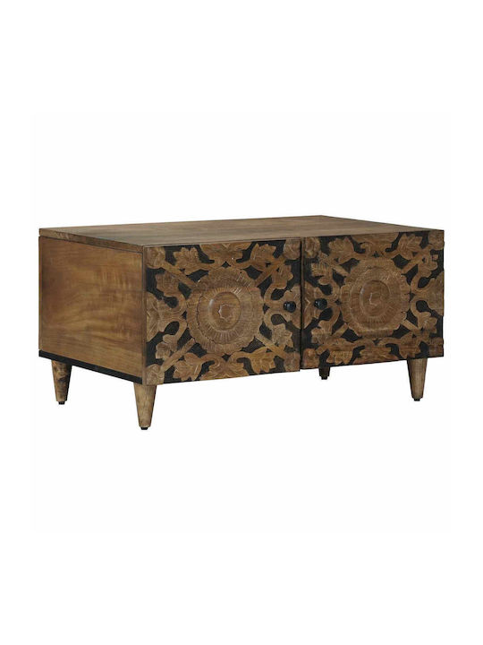Rectangular Central Wooden Brown Coffee Table W...