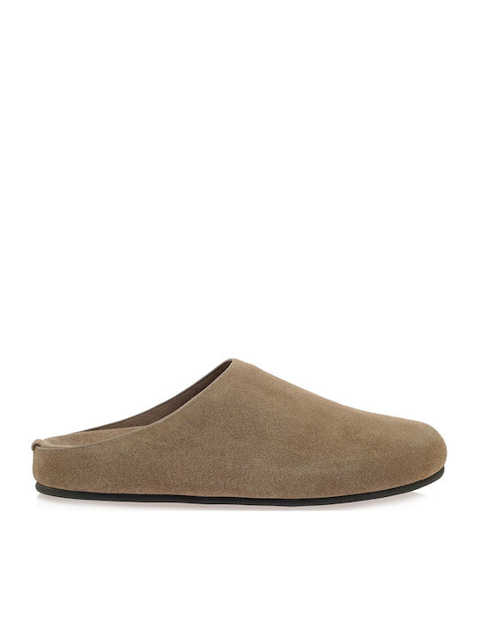 Tsakiris Mallas Flat Suede Mules σε Καφέ Χρώμα