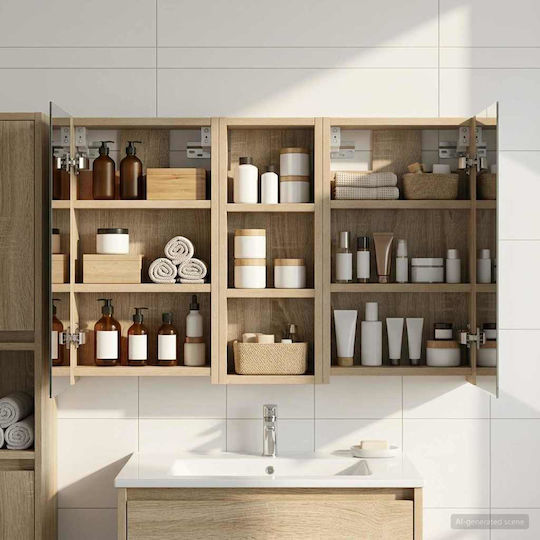 vidaXL Bathroom Mirror Led with Shelf & Cabinet 80x10.5cm White