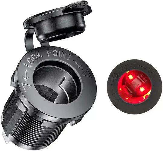 Wasserdichte Zigarettenanzünderbuchse 12v/24v Rotes LED-Licht & Schutzkappe Tc-462