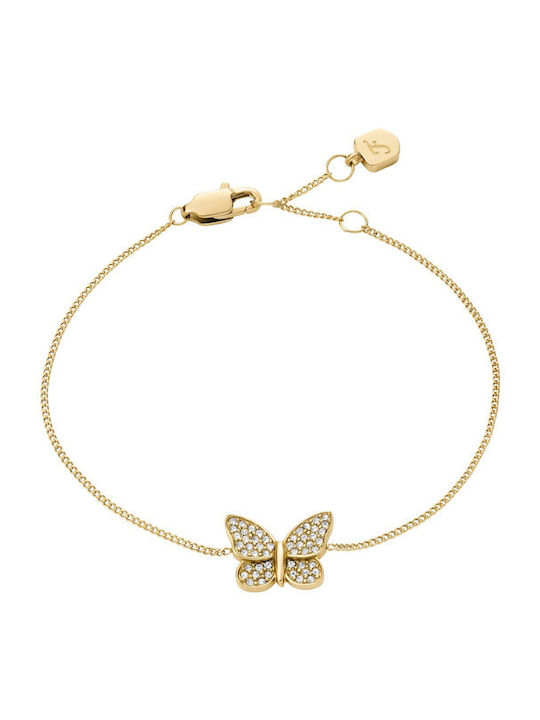 Fossil Women's Steel Gold Plated Bracelet with Zircon 19cm