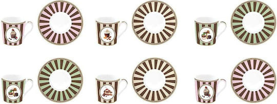 Easy-Life Sweet Moments Set Coffee Cups Made of Porcelain Multicolour 100ml 6 Pieces