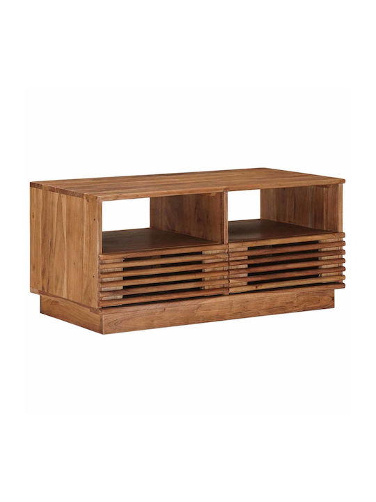 Central Coffee Table Made of Solid Wood with Drawers Natural W85xD45.5xH40cm