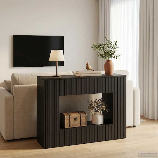 Wooden Striped Black Console M101xW29xH74cm