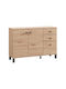 Wooden Sideboard with Drawers Artisan Oak 116x35x78cm