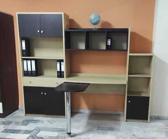 Kinder Schreibtisch mit Bibliothek aus Melamin Braune 235x190cm