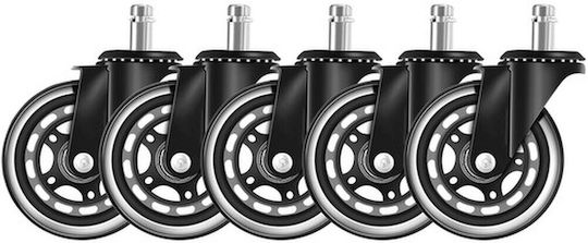 Caster for Office Chair Made of Rubber 5 Pieces 2.2x2.2cm Black