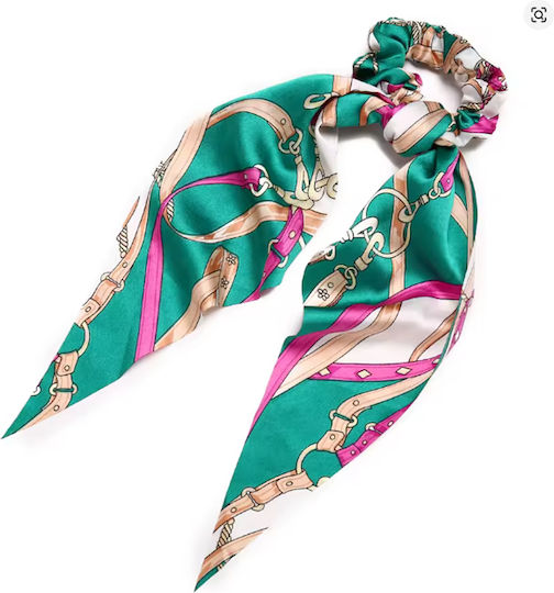 Samt Scrunchy Haargummi Haarband Grünes Pferd Thema Pferdezaumzeug Design