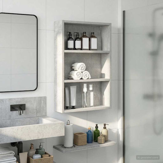 vidaXL Επιτοίχια Ραφιέρα Μπάνιου Ξύλινη 40x10x60.5cm Γκρι