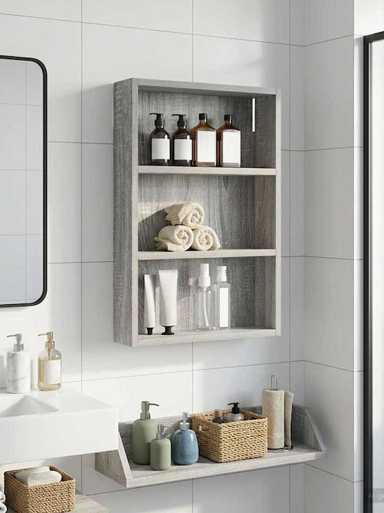 vidaXL Wandmontiertes Badezimmerregal Hölzernes 40x10x60.5cm Grau