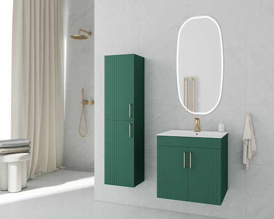 Drop Badezimmer Waschtisch-Einheit mit Waschbecken & Spiegel Grün