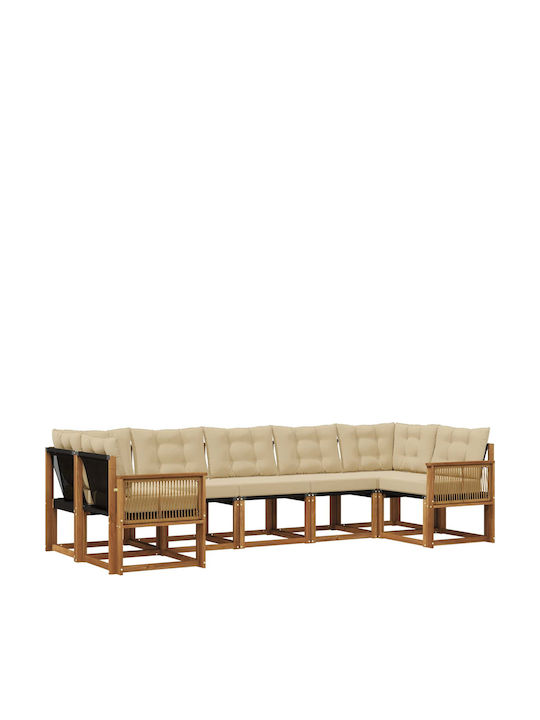 Ecksofa Outdoor Hölzernes mit Kissen 304x128.5x...