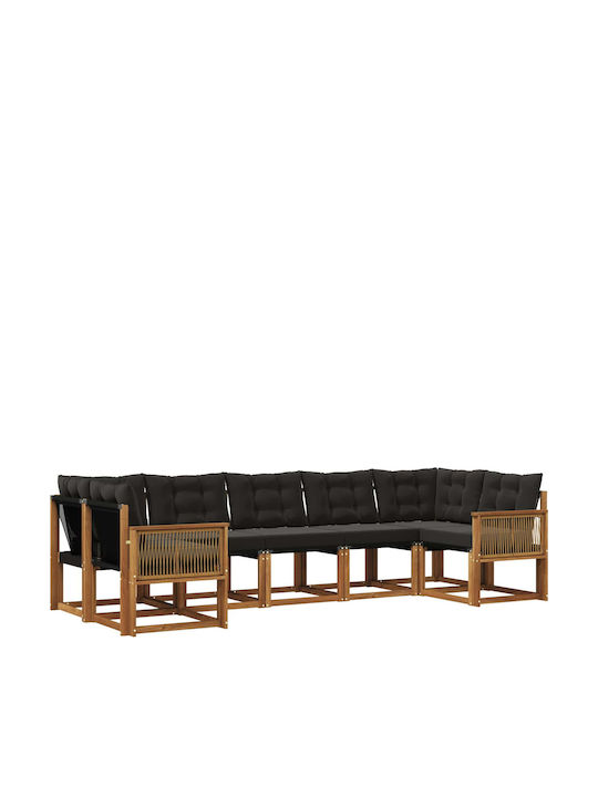 Ecksofa Outdoor-Hölzernes mit Kissen 304x128.5x...