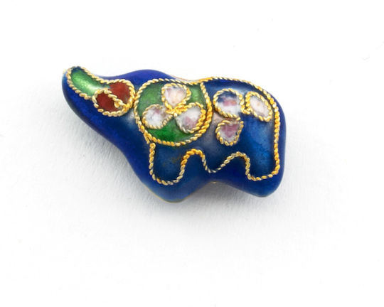 Metal Cloisonné Elephant 10x18mm Blue Pack of 20 Pieces