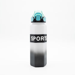 Sports Бутилка За Вода 750ml Ombre Черно-Бяло Шестоъгълен Дизайн Силиконова Сламка и Дръжка За Носене