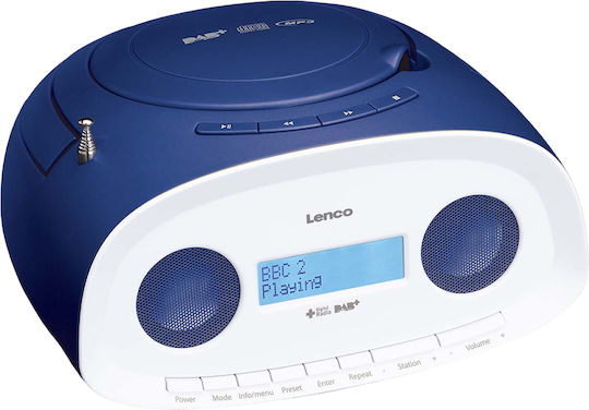 Lenco Portable Boombox Cd Usb Dab+ Fm Radio Lcd Screen White Blue