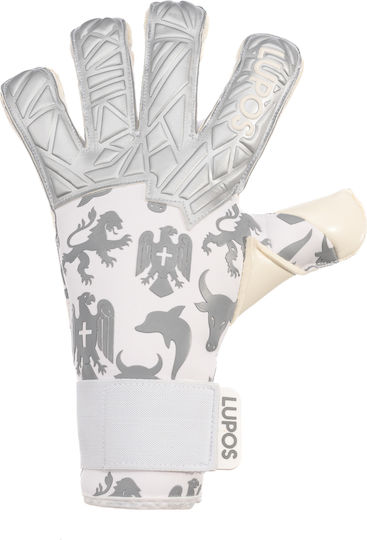 Lupos Helix One Pro Mănuși de Portar — Latex German Contact — Croială Hibridă — alb/argintiu