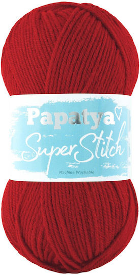 Kamgarn Papatya Super Stitch Knitting Yarn Color 3210 Red Acrylic 100g 200m