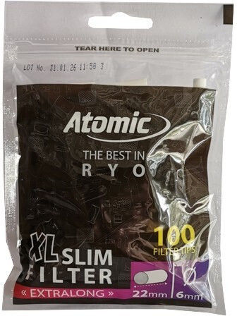 Atomic Xl Slim Filter Extra Long 6mm 100 Φιλτράκια Στριφτού 1 Σακουλάκι