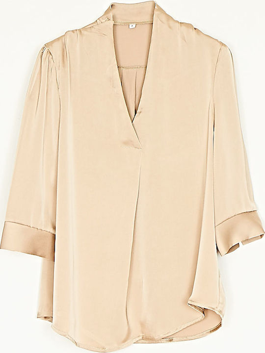 Women's Satin Beige Blouse