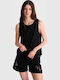 Damen Bluse Ärmellos Schwarz