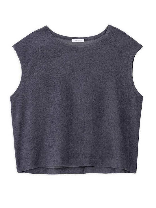 Women's Crop Cotton Sleeveless Gray Top