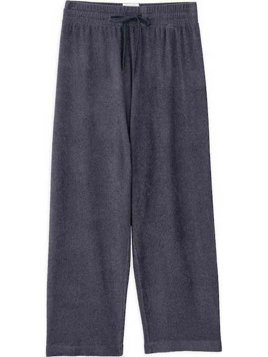 Women's High Rise Fabric Trousers with Rubber Band in Loose Fit Gray