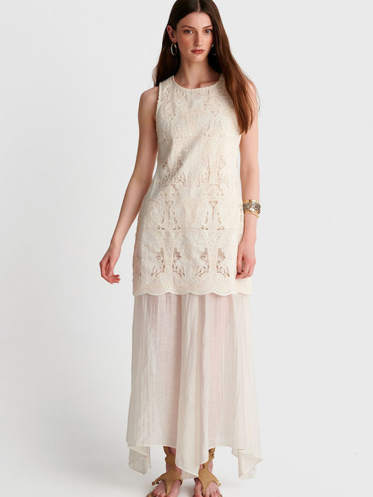 ALE - The Non Usual Casual Summer Maxi Dress White 8923192-VANILLA |  Skroutz.mt
