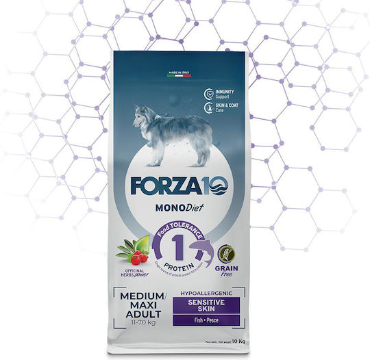 Forza10 10kg Ξηρά Τροφή Σκύλων Μεσαίων & Μεγαλόσωμων Φυλών με Ψάρια