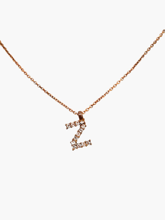 Kosmima1 Halskette Monogramm Z aus Rosa Vergoldetem Silber