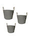 Coș Synth Rattan Rotund Set/3 Gri 35x30 30x25 25x20cm Cod Fex204