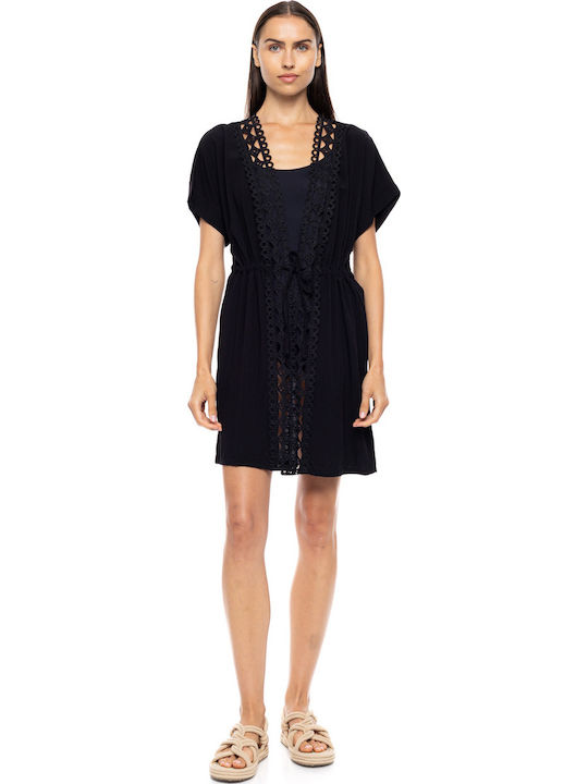 Pink Label Damenkaftan Für Strand Schwarz