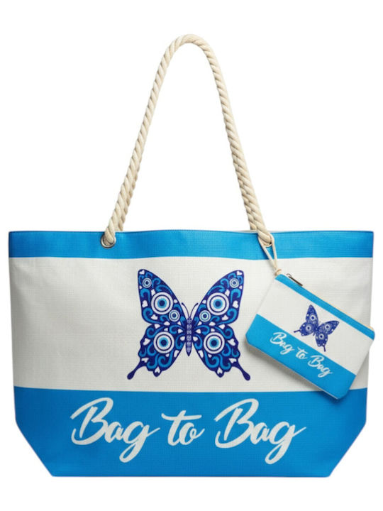 Bag to Bag Υφασμάτινη Τσάντα Θαλάσσης με Πορτοφόλι Τιρκουάζ