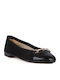 Leather Women's Ballerina Shoes Animal Print Black