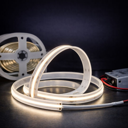 Vencore 6174-50022 LED Strip COB 12W IP20 DW LED Strip Type COB 5 Meters 1 Roll 12 Watt 24 Volt 320 LEDs Per Meter 1280 Lumens Per Meter Waterproof IP68 Natural White 4500K 6174-50022