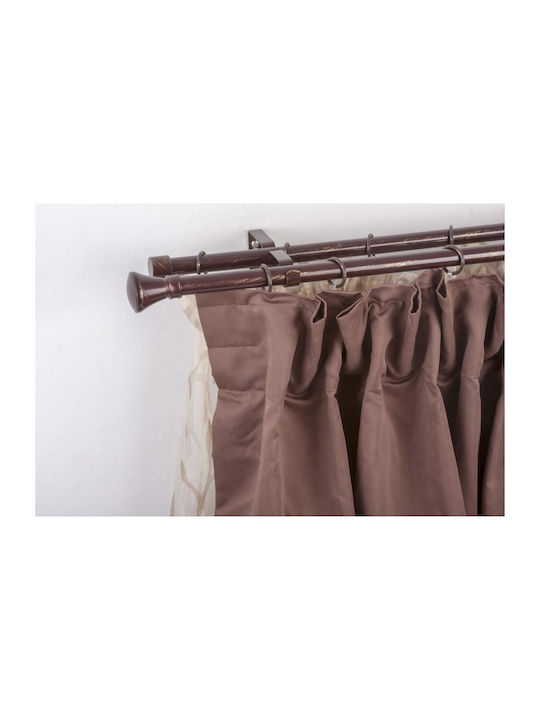 Metallic Double Curtain Pole with Rod 160cm Brown