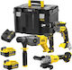 Stanley SFMCK367M2T-QW Battery Tool Set Angle Grinder Drywall Screwdriver and Hammer Brushless with 2 Batteries 4Ah and Case