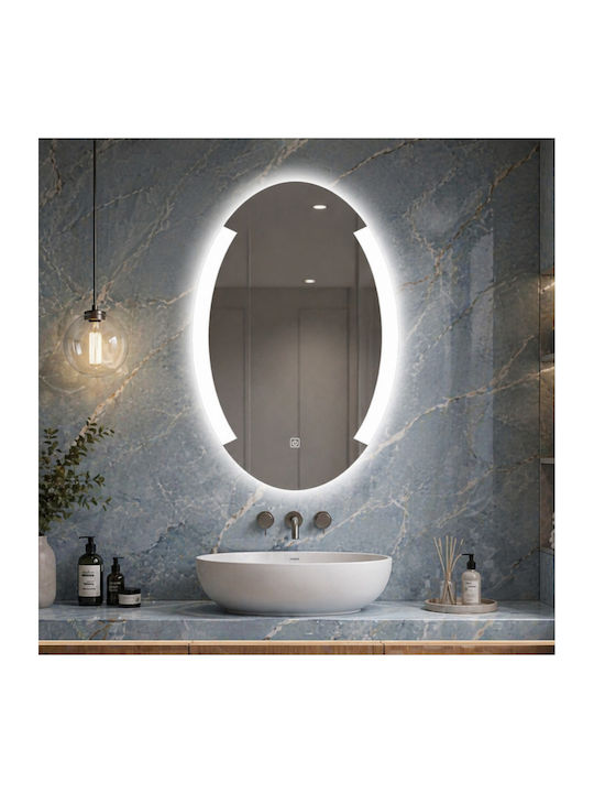 Futura Oglindă de Baie Ovală cu Lumini LED cu Atingere 50x80cm Albă