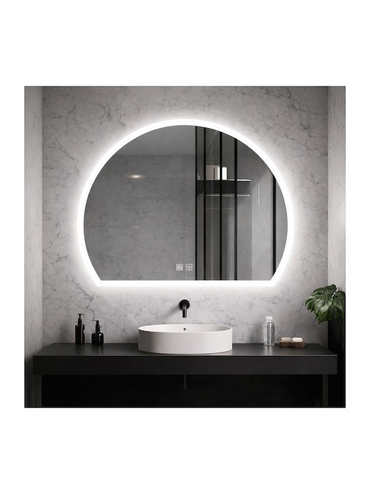 Futura Ημικυκλικός Καθρέπτης Μπάνιου Led Αφής 80x65cm Λευκός