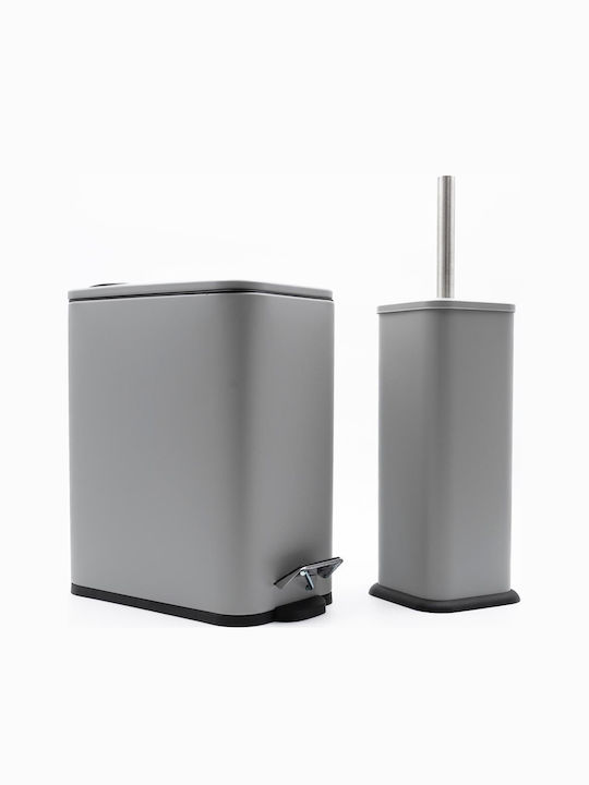 TnS Hotel Slim Metallic Bathroom Brush and Tras...