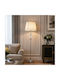 Floor Lamp Metal & Glass Fabric Shade 43x166cm Silver Home