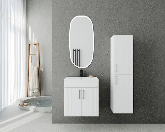 Drop Badezimmer Waschtisch-Einheiten mit Waschbecken & Spiegel Weiß