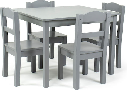 Kids Table Set with Chairs for Painting Made of Gray Wood
