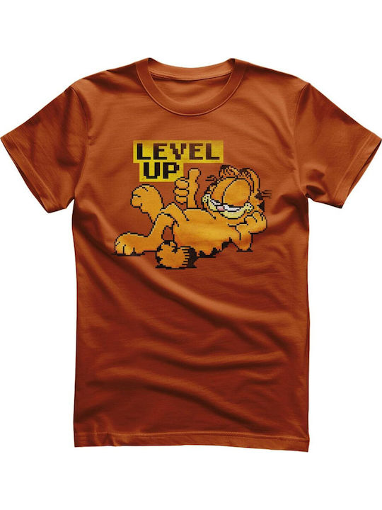 Garfield Level Up T-shirt Burnt Orange Unisex Wb-1-gar013-bo